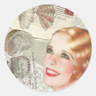 Vintages Paris-Shabby Chic-Retro-Brautparty Runder Aufkleber