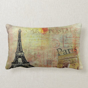 Vintages Paris-Thema-lumbaler KissenCarte Postale Lendenkissen
