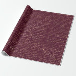 Vintages Pariser Burgund und Goldkalligrafie Geschenkpapier<br><div class="desc">Paris Vintag bordeauxrot und goldfarbenes französisches typografisches Packpapier.</div>