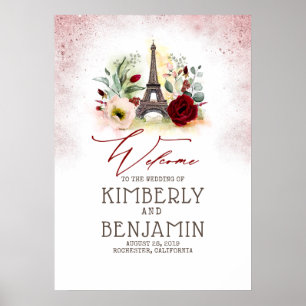 Vintages Pariser Eiffelturm Hochzeitssymbol Poster