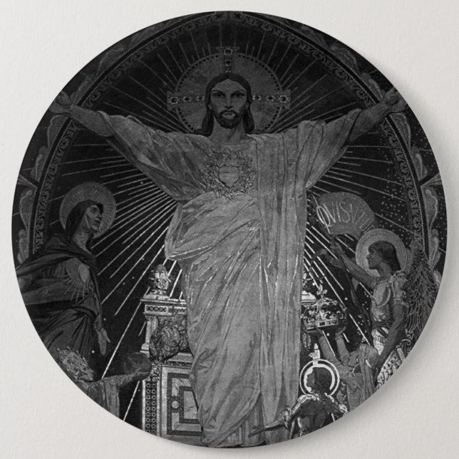 Vintages Pariser Hauptmosaik Sacred Heart jesus Button (Vorderseite)
