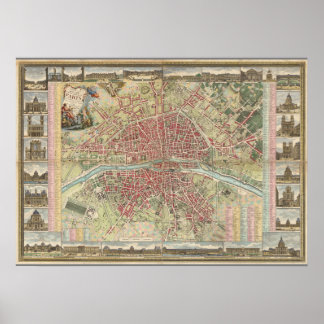 Vintages Pariser Kartenposter Poster