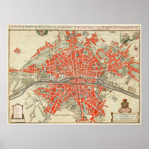 Vintages Pariser Kartenposter Poster