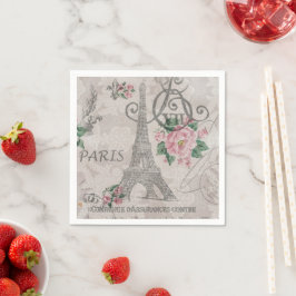 Vintages Pariser Party Botanischer Eiffelturm Serviette