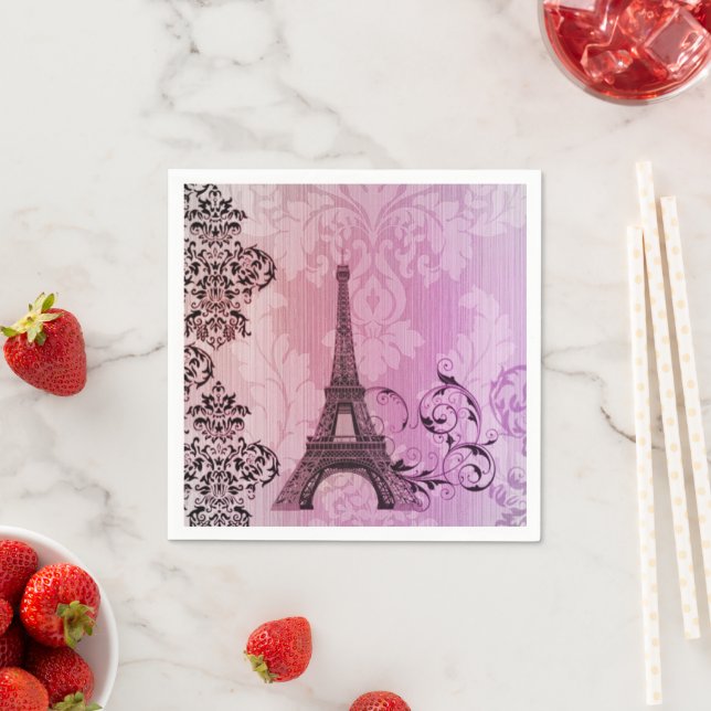 Vintages Pariser Party Botanischer Eiffelturm Serviette (Beispiel)
