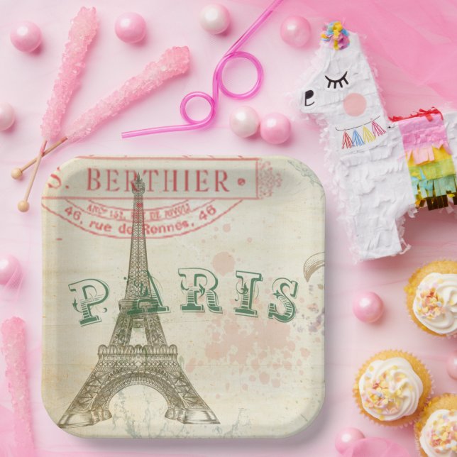 Vintages Pariser Party Pappteller (Party)