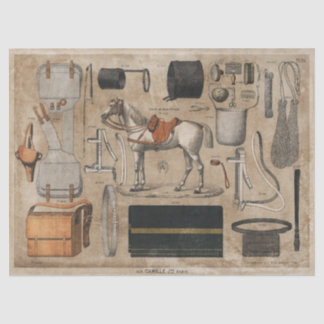 Vintages Pariser Pferdegewebe oder Dekoupage Papie Seidenpapier