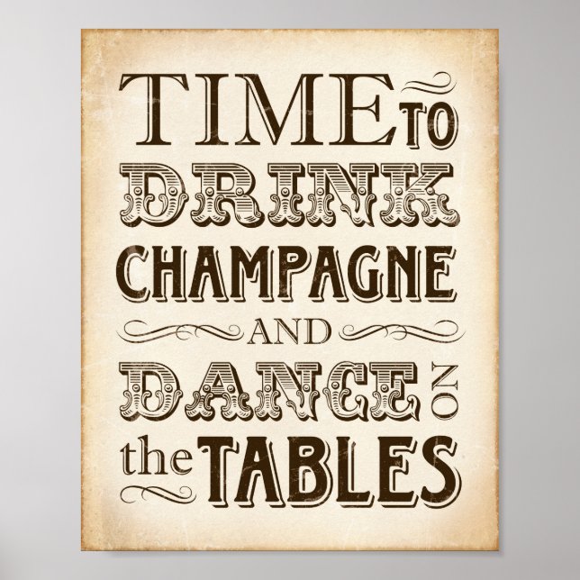 Vintages Party DRINK CHAMPAGNE Beschriftung Poster (Vorne)