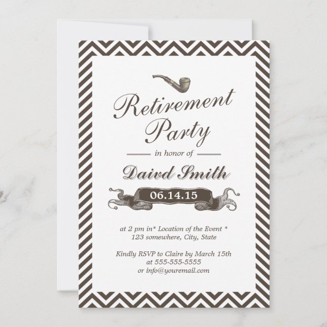 Vintages Party für die Zickzack Rauchmeldeversorgu Einladung (Vorderseite)