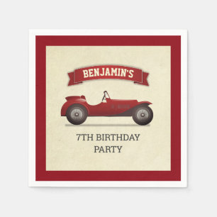 Vintages Party für Red Race Car Kindergeburtstag Serviette