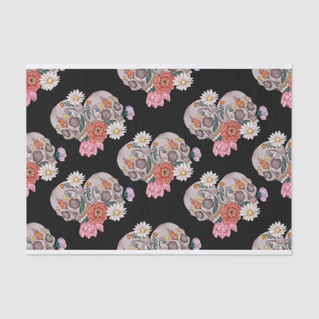 Vintages Party für Zuckerschädel Seidenpapier (Vorderseite)