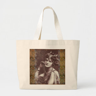 Vintages Party Girl on Viktorianisch Tapestry Jumbo Stoffbeutel