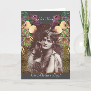 Vintages Party Girl on Viktorianisch Tapestry Karte