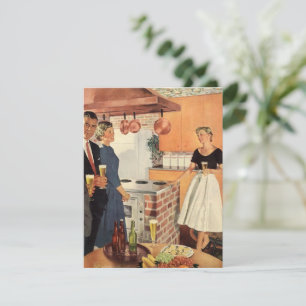 Vintages Party in Küche, Bier und Vorspeisen Einladung