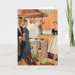 Vintages Party in Küche, Bier und Vorspeisen Karte