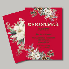 Vintages Party in Rot und Goldgrün Einladung