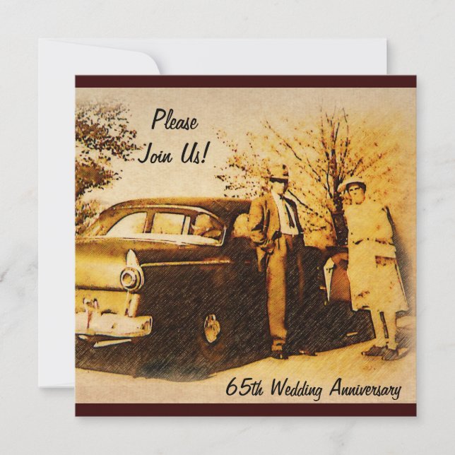 Vintages Party zum Jahrestag Einladung zum Meilens (Vorderseite)