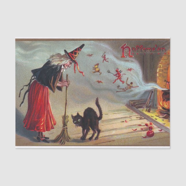 Vintages Partygewebe der schwarzen Katze Seidenpapier (Vorderseite)