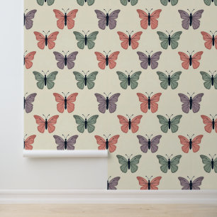 Vintages Pastell-Butterfly-Muster Tapete