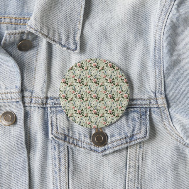Vintages Pastell-florales botanisches Muster Button (Beispiel)
