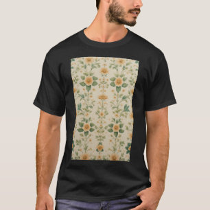 Vintages Pastellgelbes Blumenmuster T-Shirt