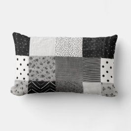 Vintages Patchwork aus Schwarzweiß-Cockpit Lendenkissen