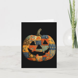 Vintages Patchwork Kürbisgequilt Halloween Fall A Karte