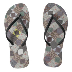 Vintages Patchwork Quilt Dark Colors Foto Flip Flops