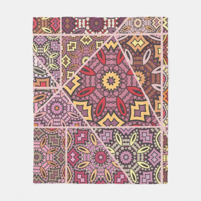 Vintages Patchwork-Quiltmuster. Vintag dekorativ Fleecedecke (Vorderseite)