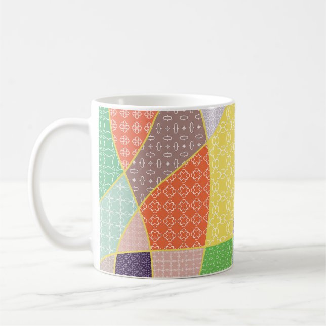 Vintages Patchwork-Quiltmuster. Vintag dekorativ Kaffeetasse (Links)