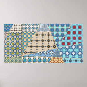 Vintages Patchwork-Quiltmuster. Vintag dekorativ Poster