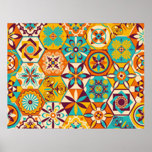 Vintages Patchwork-Quiltmuster. Vintag dekorativ Poster