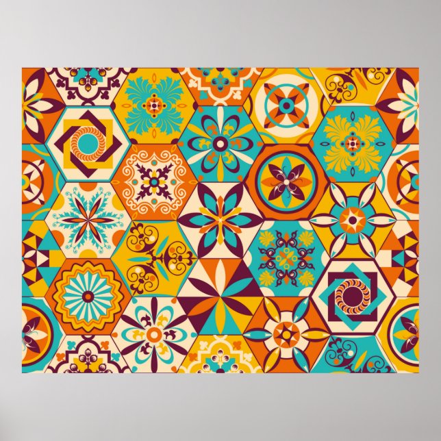 Vintages Patchwork-Quiltmuster. Vintag dekorativ Poster (Vorne)