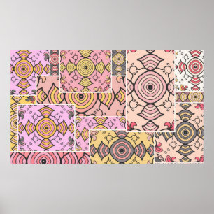 Vintages Patchwork-Quiltmuster. Vintag dekorativ Poster