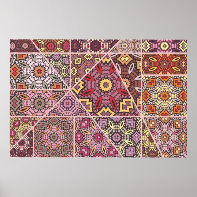 Vintages Patchwork-Quiltmuster. Vintag dekorativ Poster (Vorne)