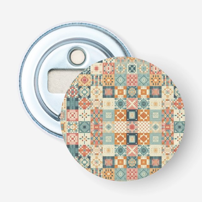 Vintages, Patchwork-Stepplook Flaschenöffner (Vorderseite)