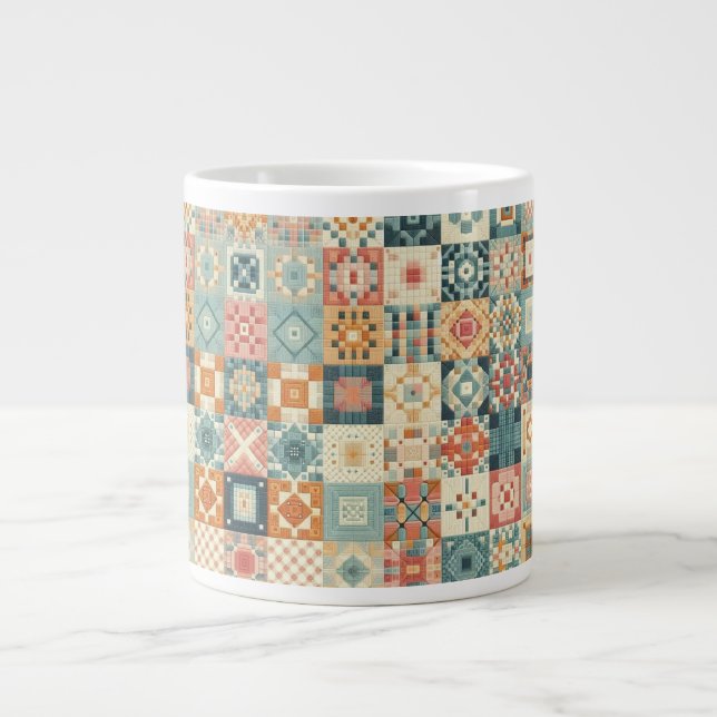 Vintages, Patchwork-Stepplook Jumbo-Tasse (Vorderseite)