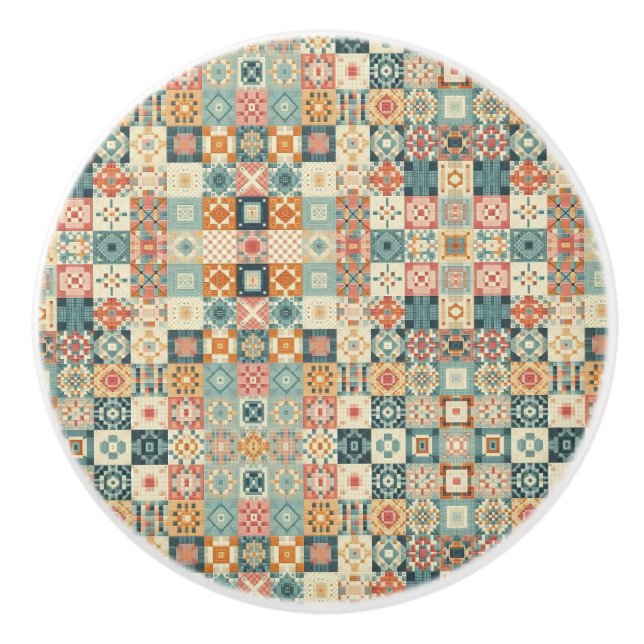 Vintages, Patchwork-Stepplook Keramikknauf (Vorderseite)