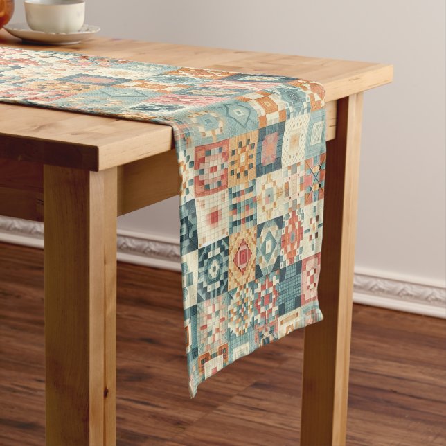 Vintages, Patchwork-Stepplook Kurzer Tischläufer (Beispiel)