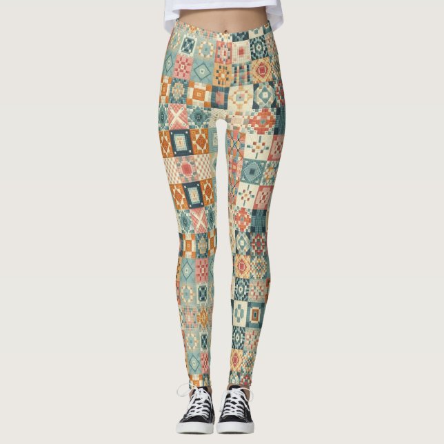 Vintages, Patchwork-Stepplook Leggings (Vorderseite)