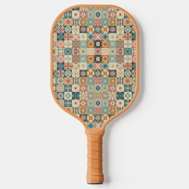 Vintages, Patchwork-Stepplook Pickleball Schläger (Vorderseite)