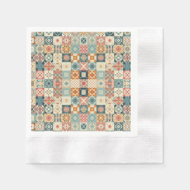 Vintages, Patchwork-Stepplook Serviette (Vorderseite)
