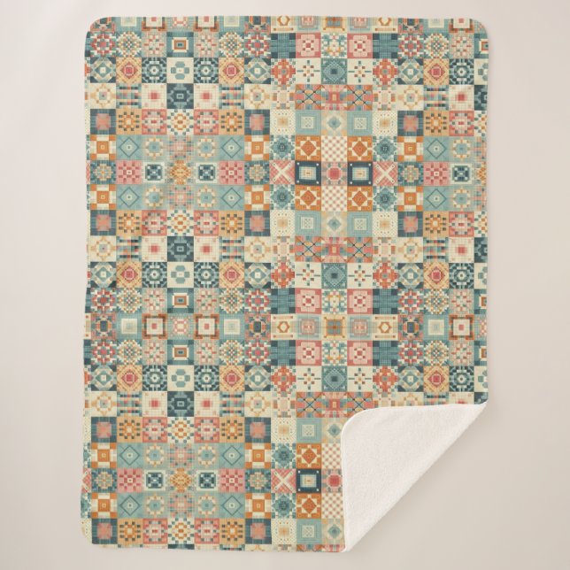 Vintages, Patchwork-Stepplook Sherpadecke (Vorderseite)