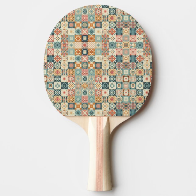 Vintages, Patchwork-Stepplook Tischtennis Schläger (Vorderseite)