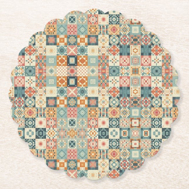 Vintages, Patchwork-Stepplook Untersetzer (Vorderseite)