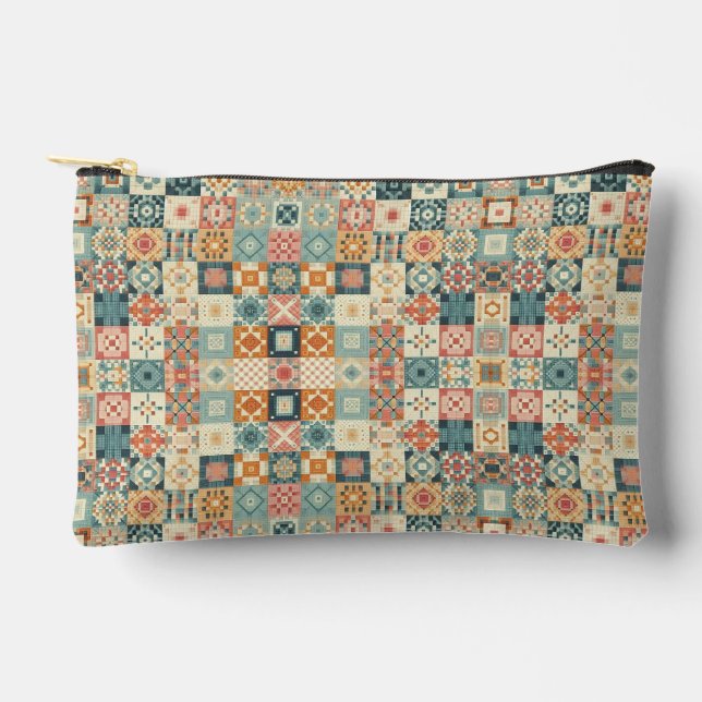 Vintages, Patchwork-Stepplook Zubehörtasche (Vorderseite)