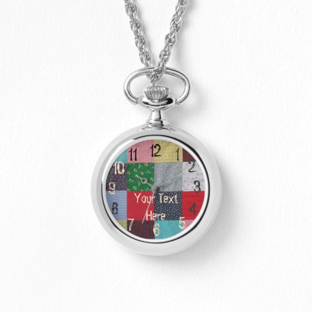 Vintages Patchwork-Stoffdesign farbig Armbanduhr (Vorderseite)