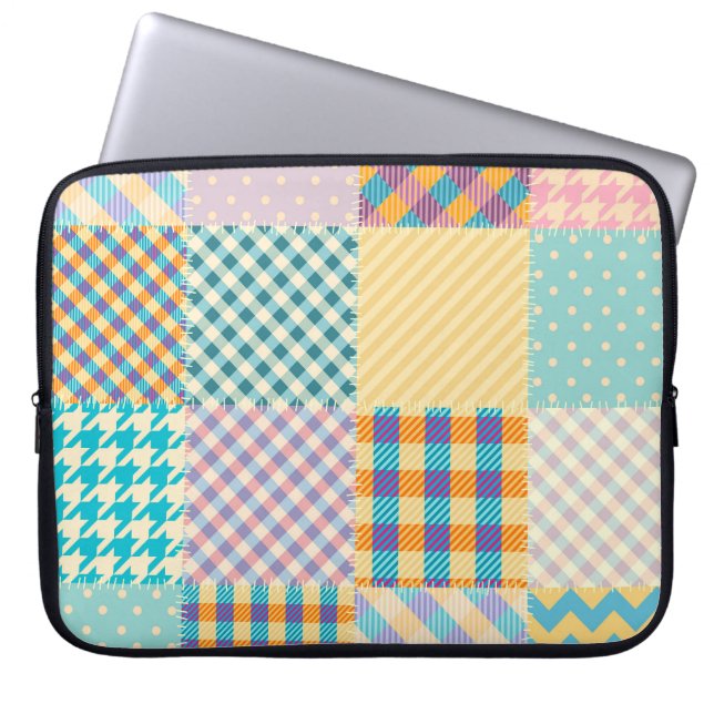 Vintages Patchwork: Textil - Nahtloser Hintergrund Laptopschutzhülle (Vorderseite)