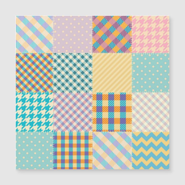 Vintages Patchwork: Textil - Nahtloser Hintergrund Magnetkarte (Vorderseite)