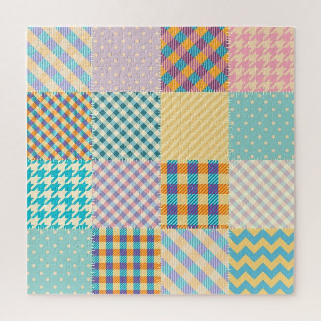 Vintages Patchwork: Textil - Nahtloser Hintergrund Puzzle (Vertikal)